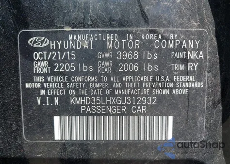 2016 Hyundai Elantra Gt from USA, damaged, VIN KMHD35LHXGU312932